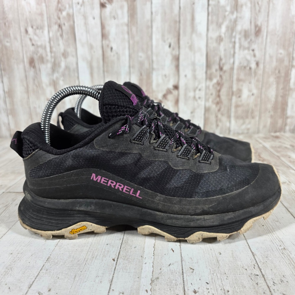 Merrell Moab Speed Womens 8 Black Purple Trail Running Hiking Shoes J135404
